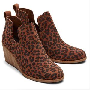 New! Toms Kallie Wedge‎ Bootie Leopard Suede